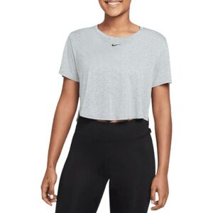 Nike Dri-FIT One Cropped Top – Particle Grey/Heather/Black – Medium